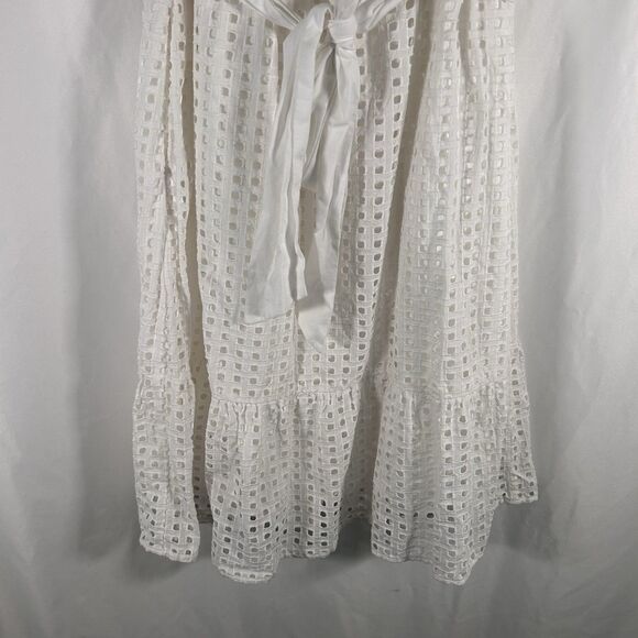 J. Crew Knee Length Dress Womens 0P Ivory Sleeveless Belted Button Up Round Neck - Picture 3 of 8